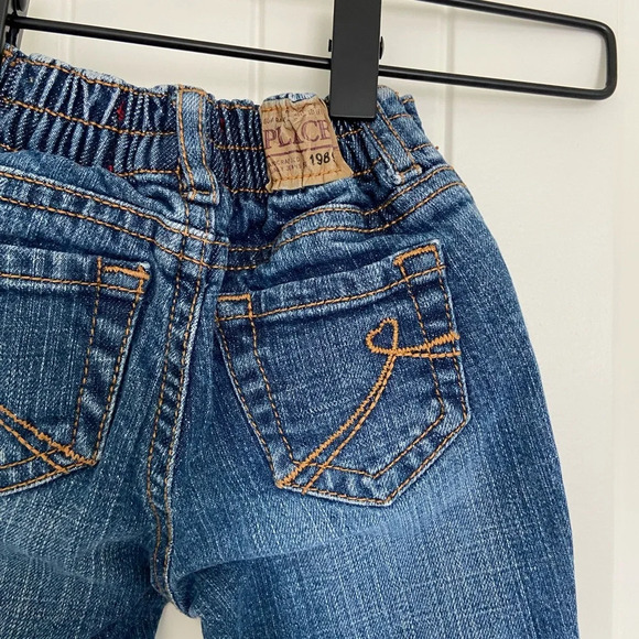 EUC | Children’s Place baby girl’s elastic snap button flare stretch jeans 12mo - Picture 5 of 8